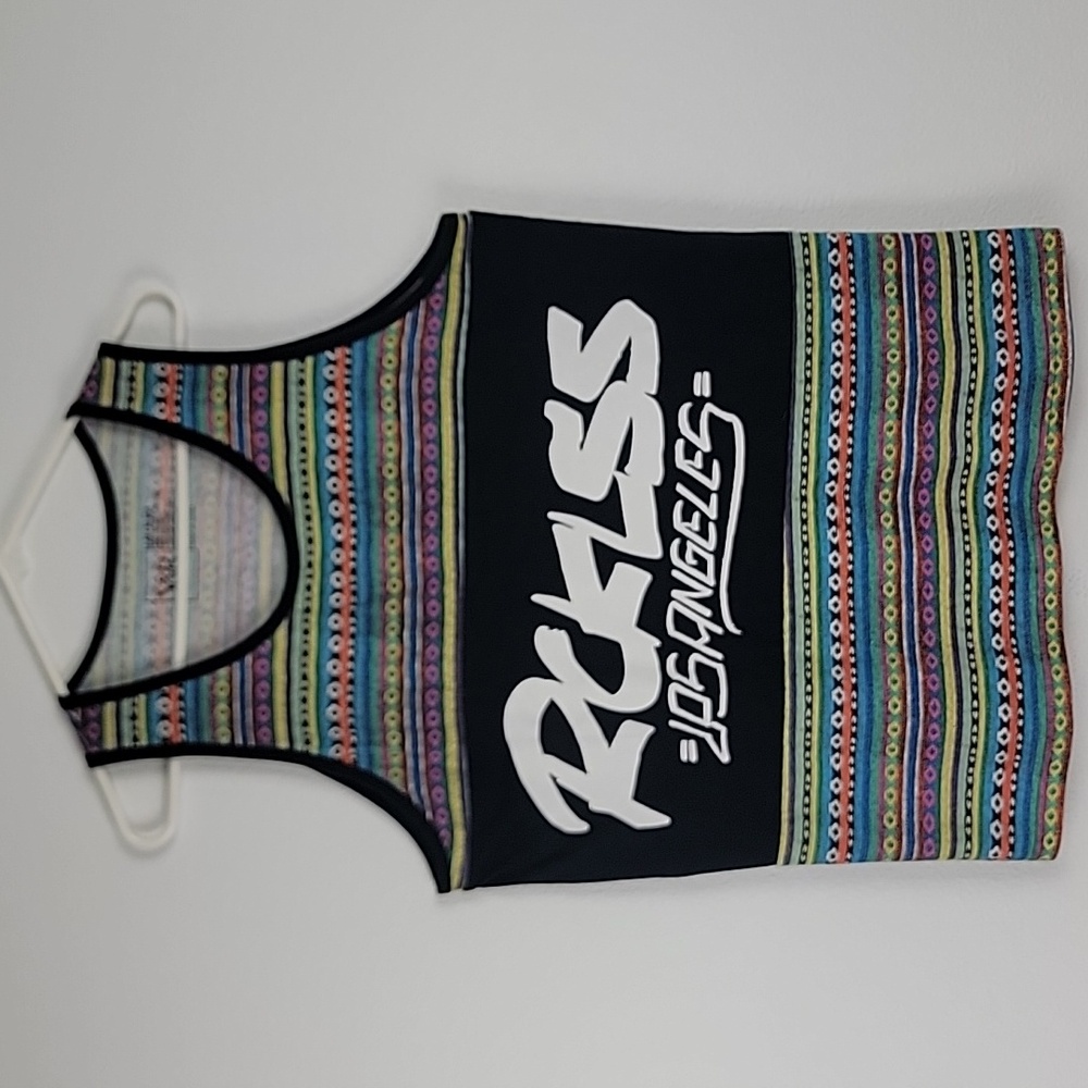 Young And Reckless Southwestern Black & Striped Graphic Tank Top Mens M
